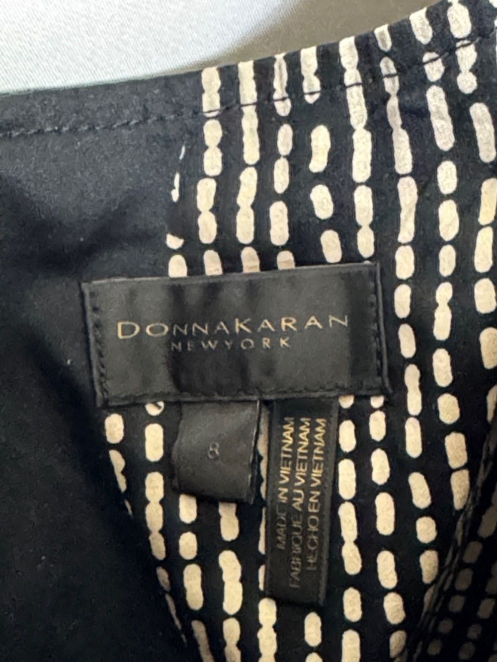 Donna Karan New York Cotton Sleeveless Belted Midi Dress Size 8 Black Tan - Picture 13 of 16